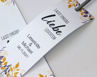 Personalisierte Wunderkerzenhalter Hochzeit | Gastgeschenk | auf Wunsch Halter inkl. Wunderkerze | Lasst die Liebe leuchten