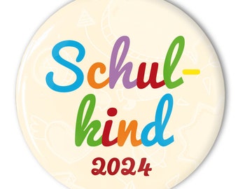 Schulkind 2025 Button | süßes Geschenk zum Schulanfang / Einschulung f. Schulkinder (Jungen + Mädchen) | Ø 56 mm aus Metall