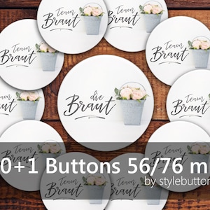 JGA Button Set Braut & Team Braut + Kartenspiel | Boho Rosen Hochzeit #31