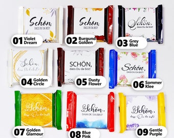 Gastgeschenk Ritter Sport Mini fertig gebastelt mit personalisierter Banderole ohne Kleben