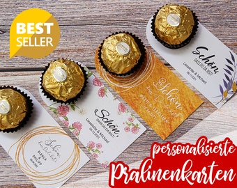 Gastgeschenk zur Hochzeit | personalisierte Pralinenkarte als Dankeschön | Taufe, Einschulung, Jubiläum, Konfirmation, Jugendweihe Tischdeko