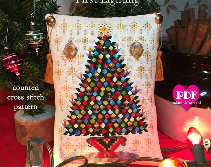 OH CHRiSTMAS TREE-First Lighting PDF/Instant counted cross stitch pattern CalicoConfectionery