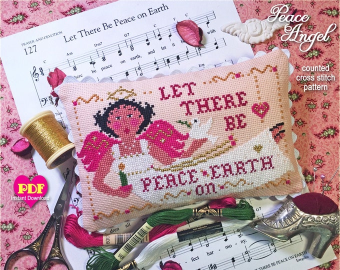 PEACE ANGEL PDF/Instant Download counted cross stitch pattern CalicoConfectionery Christmas Angel Peace