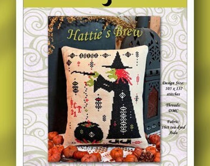HATTIE'S BREW Paper/Mailed counted cross stitch pattern CalicoConfectionery Halloween Witch