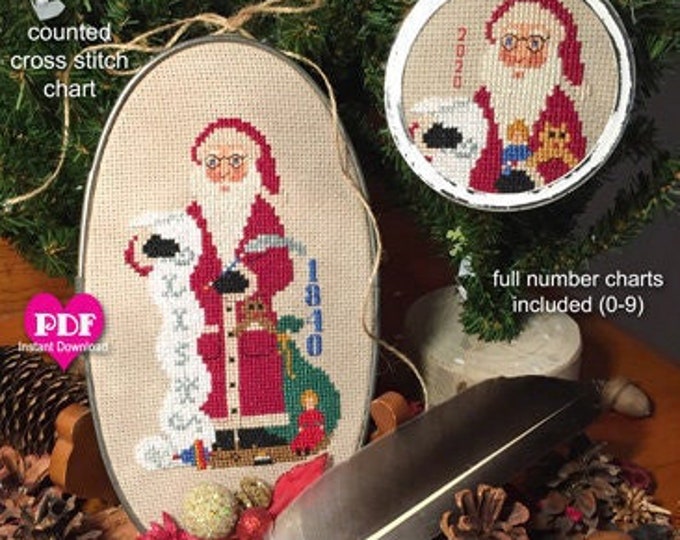Olde FATHER CHRISTMAS 1840 PDF/INSTaNT DOWNLoAD counted cross stitch pattern CalicoConfectionery Christmas Santa ornament primitive