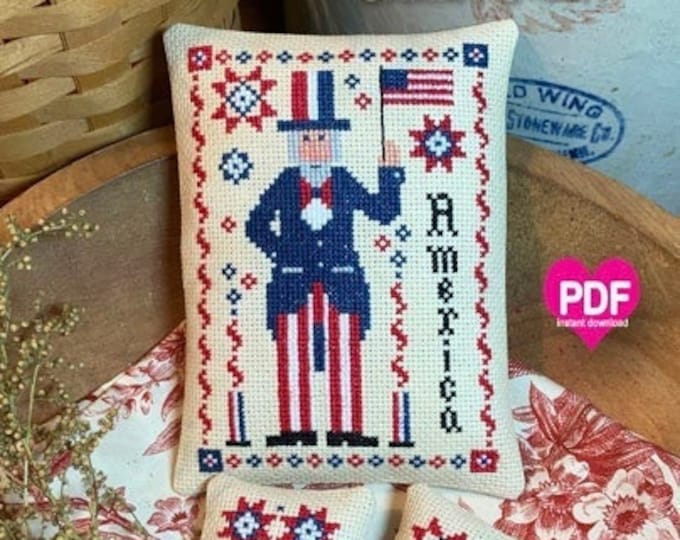 SAMMY'S 4TH PDF/Instant Download counted cross stitch pattern CalicoConfectionery Patriotic 4th of July Independence