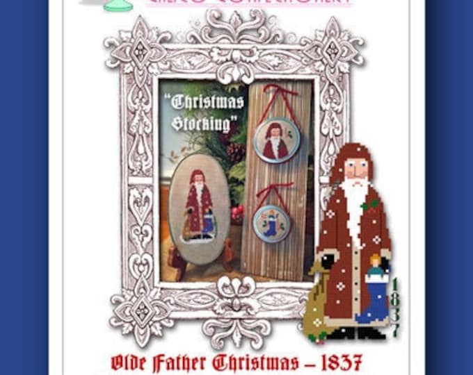 OLDe FATHER CHRISTMAS 1837 Paper/Mailed counted cross stitch pattern chart graph Christmas Santa ornament primitive PDF Instant Download