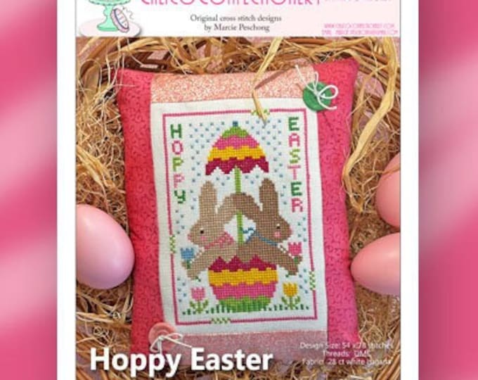 HOPPY EASTER Paper/Mailed CalicoConfectionery cross stitch pattern chart Spring Eggs Bunnies Easter