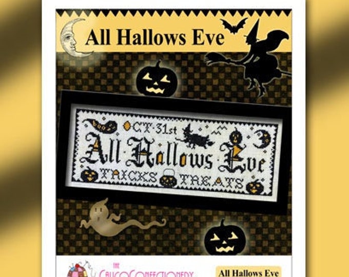 ALL HALLOWS EVE Paper/Printed counted cross stitch pattern CalicoConfectionery Halloween Witch Jackolantern Ghost