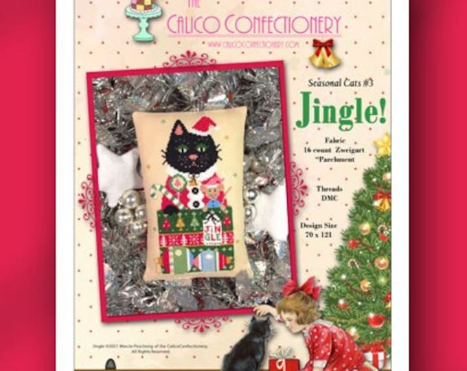JINGLE Paper/Mailed counted cross stitch pattern CalicoConfectionery Christmas Seasonal Cat Mouse Ornaments