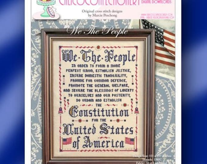 NEW!  We The PEOPLE PDF Paper/Printed CalicoConfectionery cross stitch pattern chart Patriotic Independence 4th July