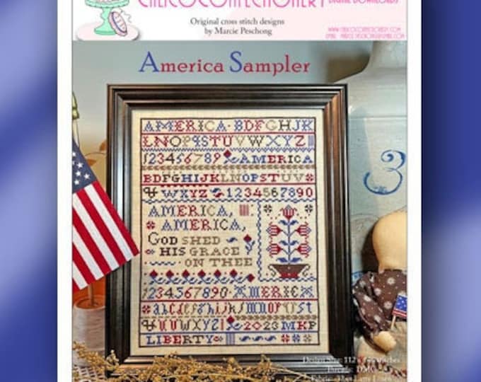 NEW!  AMERiCA SAMPLER Paper/Mailed counted cross stitch pattern CalicoConfectionery Patriotic 4th of July