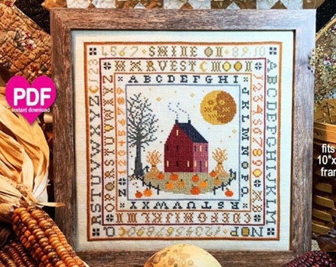 SHiNE oN HARVEST MOON PDF/Instant Download counted cross stitch pattern CalicoConfectionery Autumn Fall Sampler