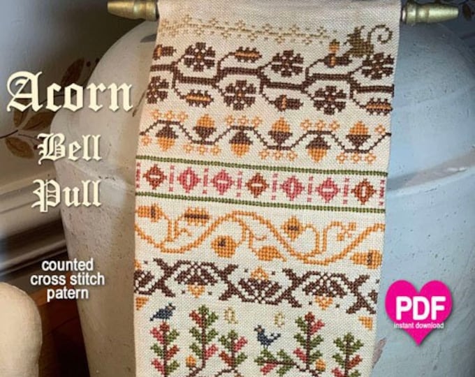 NEW!  ACoRN BeLL PULL PDF/Instant Download counted cross stitch pattern CalicoConfectionery Autumn Fall Harvest