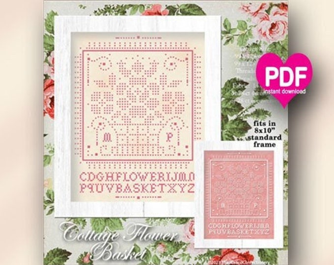 COTTAGE FLoWER BASKET PDF/Instant Download counted cross stitch pattern CalicoConfectionery Summer Garden Floral