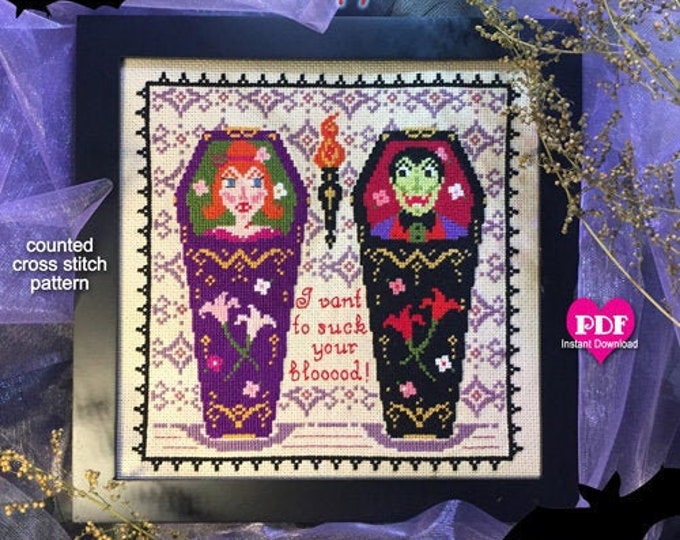 VAMPYRES PDF Instant Download counted cross stitch pattern CalicoConfectionery Halloween Gothic