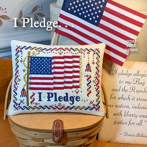 I PLEDGE... PDF Instant Download counted cross stitch pattern CalicoConfectionery 4th of July, Patriotic, Flag, Allegiance