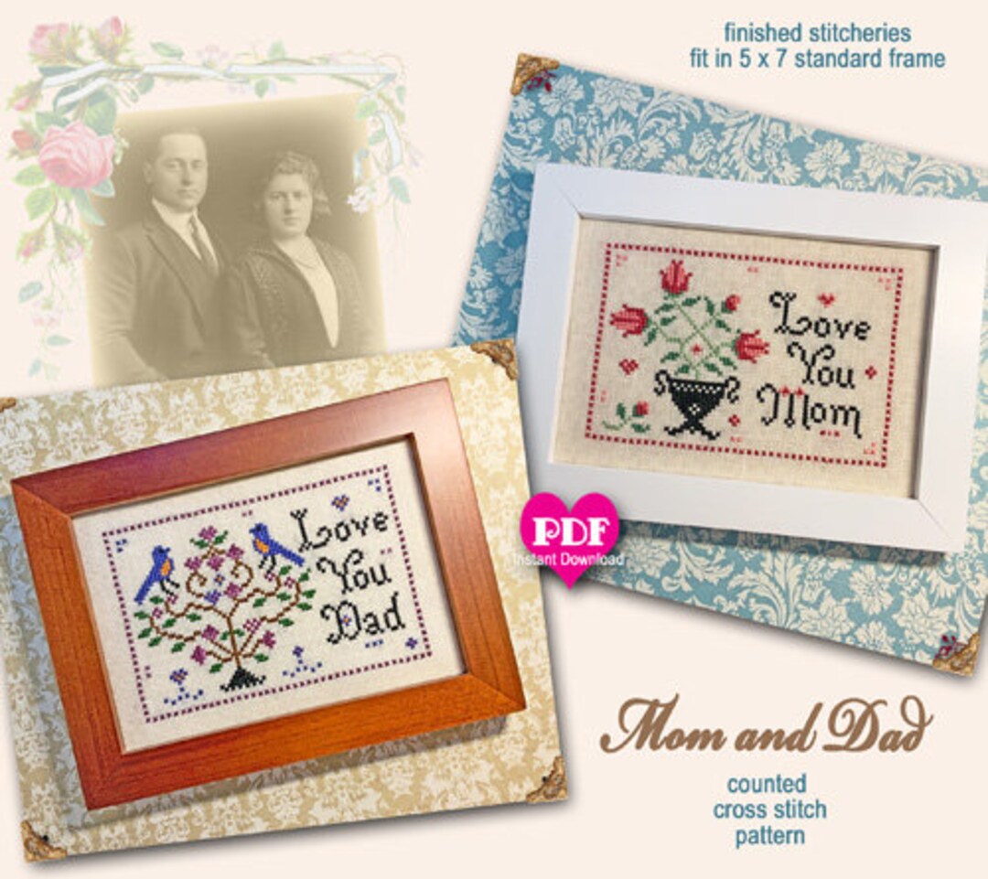 MOM and DAD Pdf/instant Download Counted Cross Stitch Pattern