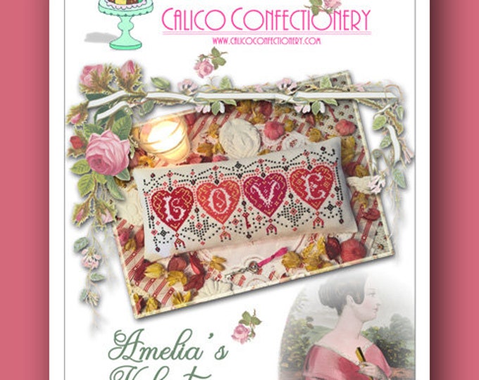 AMELIA'S VALENTINE Paper/Mailed cross stitch pattern chart hearts Valentine's Day Love