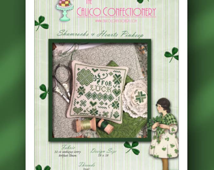 SHAMROCKS & HEARTS Paper/Mailed counted cross stitch pattern CalicoConfectionery St. Patrick's Day