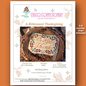 A BITTERSWEET THANKSGIVING Paper/Mailed counted cross stitch pattern CalicoConfectionery Autumn Fall Primitive