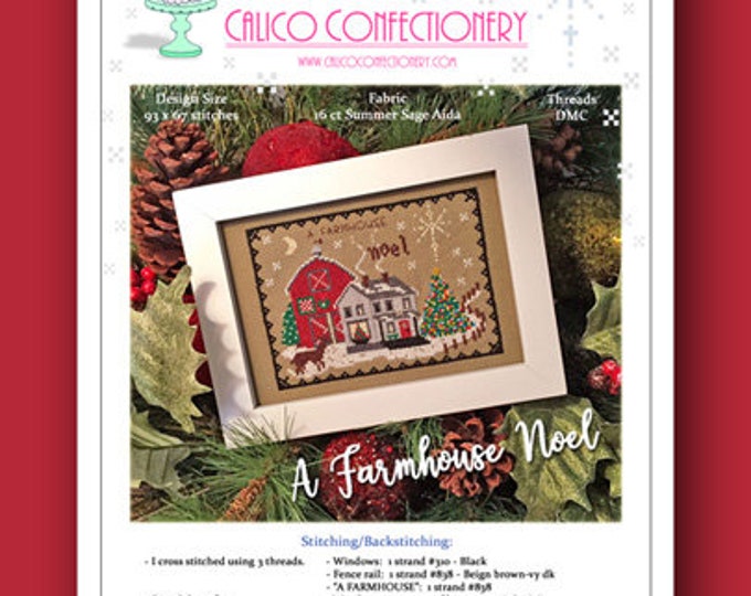 A FARMHOUSE NOEL PAPER/Mailed cross stitch pattern CalicoConfectionery Christmas Tree Star Scene