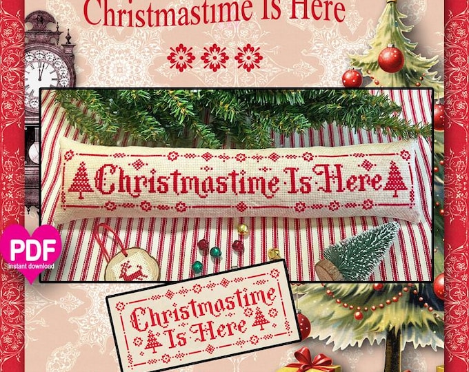 NeW!  CHRISTMASTIME iS HERE PDF/Instant counted cross stitch pattern CalicoConfectionery Christmas Trees Sampler