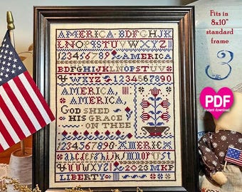 AMERiCA SAMPLER PDF/Instant Download counted cross stitch pattern CalicoConfectionery Patriotic 4th of July