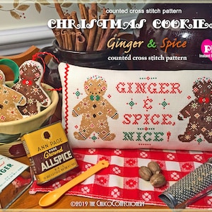GINGER & SPICE PDF Instant Download counted cross stitch pattern CalicoConfectionery Christmas Gingerbread Baking Ornament