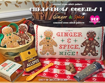 GINGER & SPICE PDF Instant Download counted cross stitch pattern CalicoConfectionery Christmas Gingerbread Baking Ornament