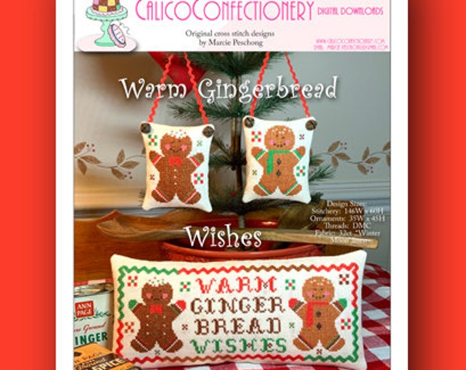 WARM GiNGERBREAD WiSHES Paper/Mailed CalicoConfectionery Christmas Baking Ornaments