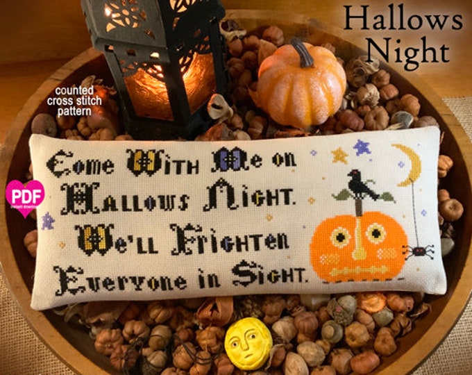 HALLOWS NIGHT PDF/Instant Download counted cross stitch pattern CalicoConfectionery Halloween Jackolantern Pumpkin