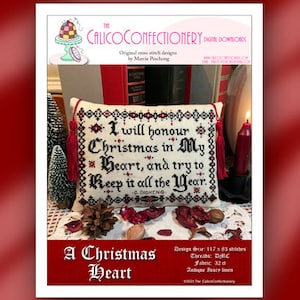 NeW!  A CHRISTMAS HEART Paper/Mailed counted cross stitch pattern CalicoConfectionery Dickens Ne Year