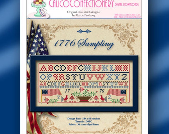1776 SAMPLING Paper/Mailed counted cross stitch pattern CalicoConfectionery Patriotic 4th of July Independence Flag