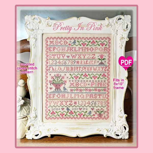 PRETTY iN PiNK SAMPLER PDF/Instant Download counted cross stitch pattern CalicoConfectionery Garden Floral