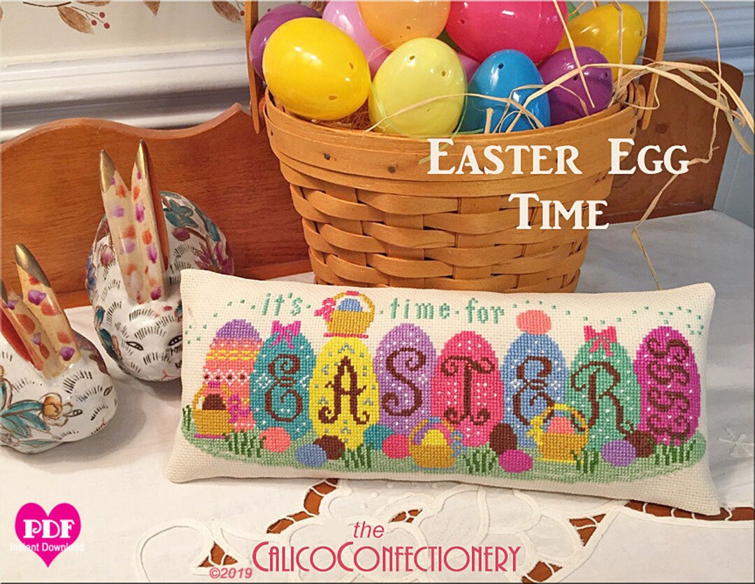 Easter Egg Time PDF Instant Download Cross Stitch Pattern Easter Basket ...