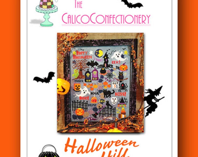 HALLOWEEN HILL Paper/Mailed counted cross stitch pattern CalicoConfectionery Autumn Fall Harvest Pumpkins Witches
