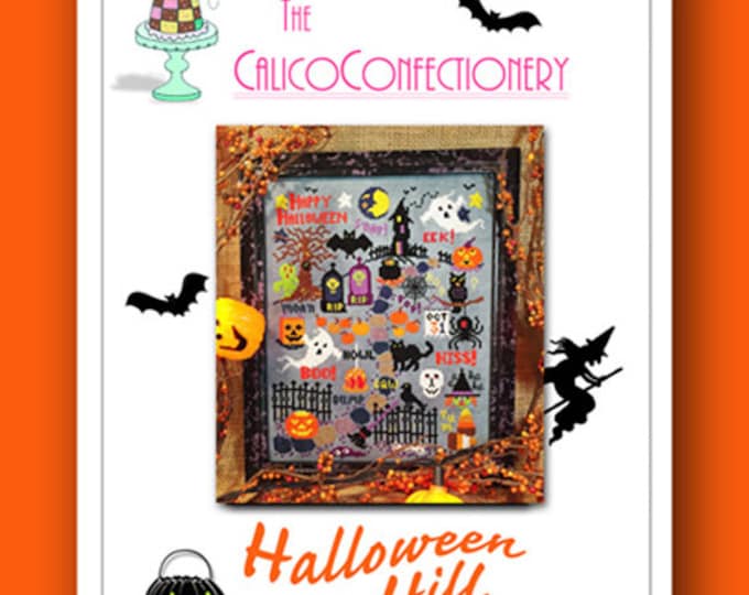 HALLOWEEN HILL Paper/Mailed counted cross stitch pattern CalicoConfectionery Autumn Fall Harvest Pumpkins Witches