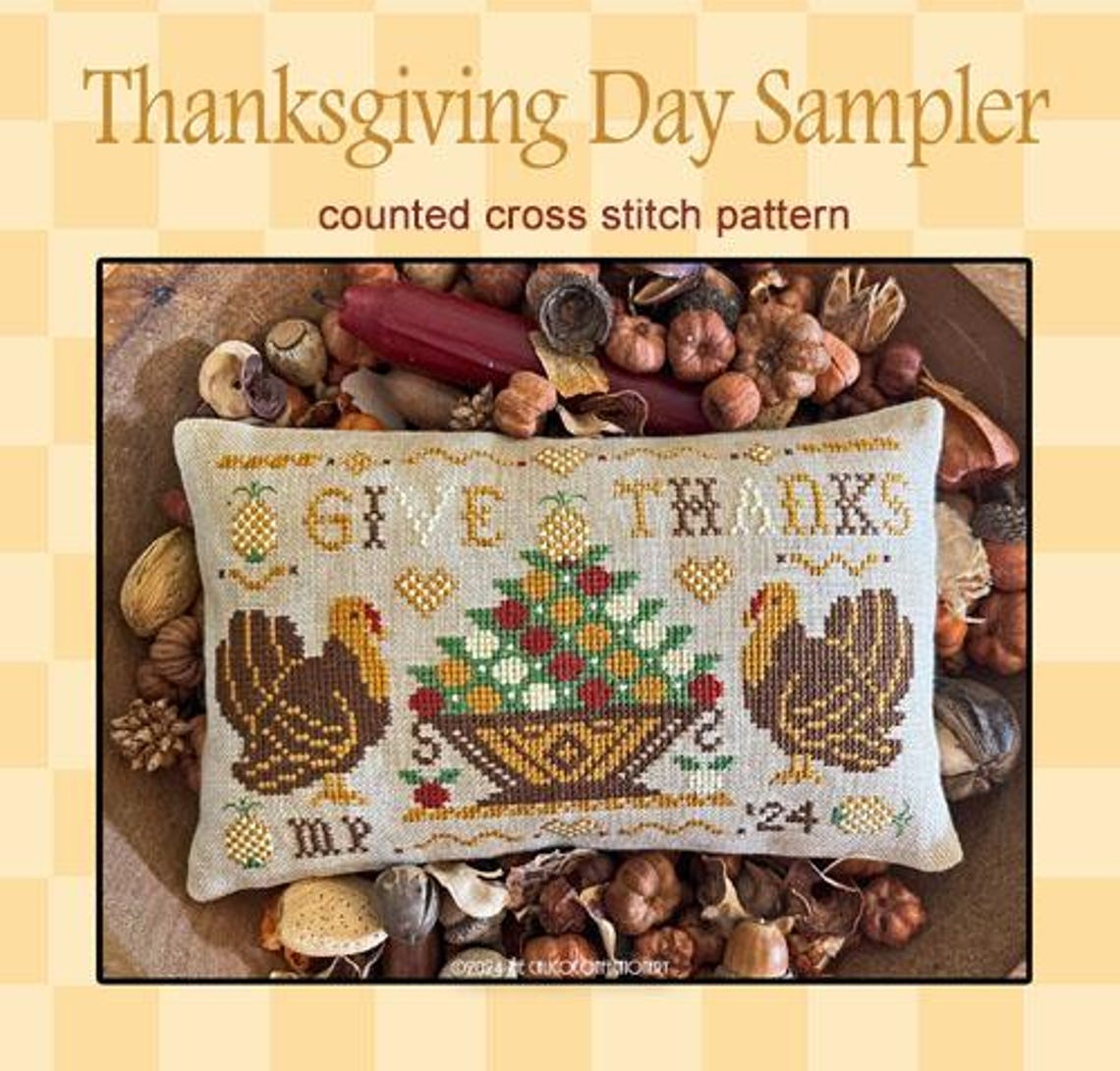 THANKSGIVING Day SAMPLER Paper/mailed Counted Cross Stitch Pattern ...