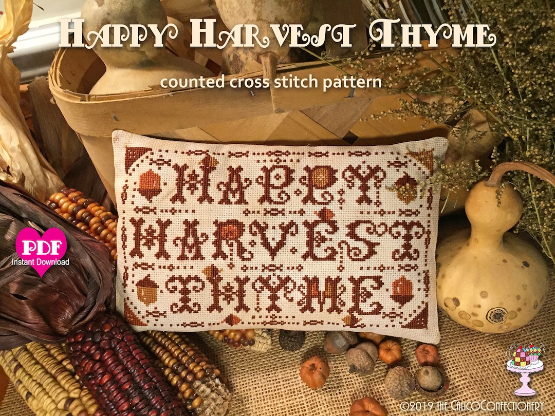 Happy Harvest THYME Pdf/instant Download Counted Cross Stitch Pattern ...