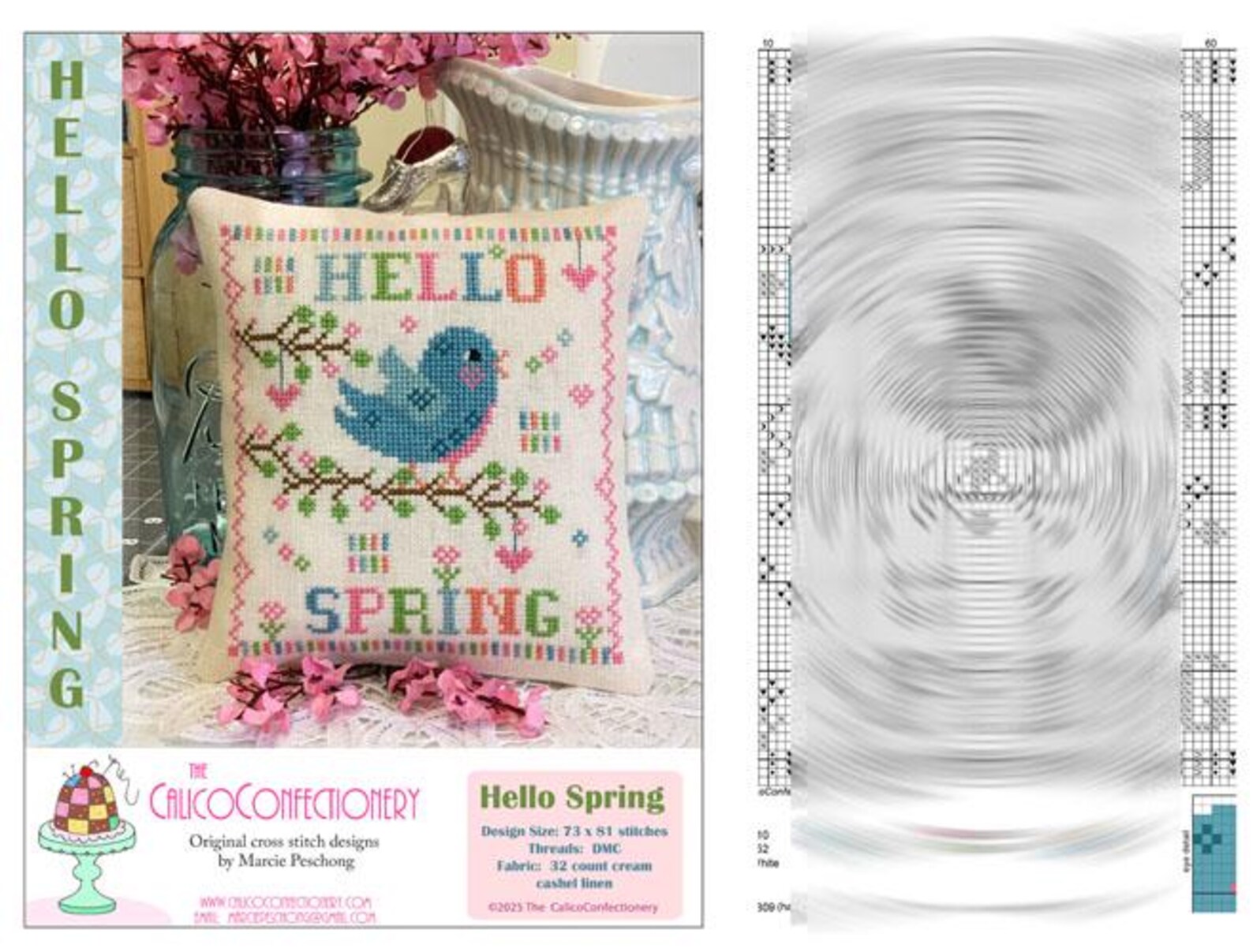NEW! HELLO Spring PDF Instant Download Calicoconfectionery Cross Stitch ...