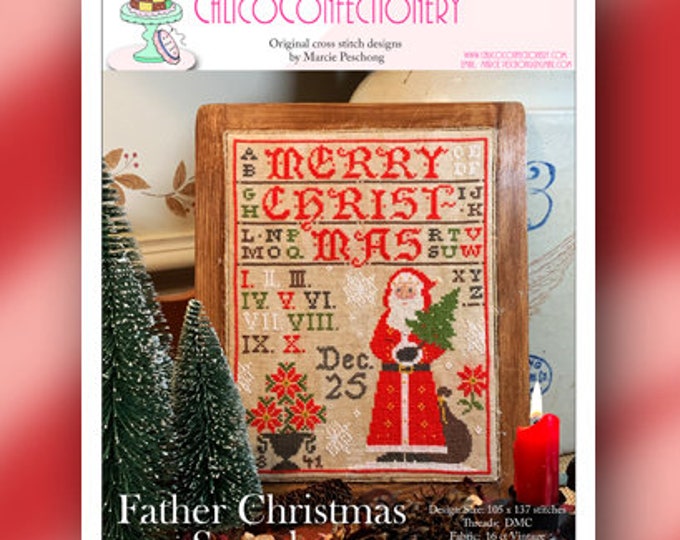 NeW!  FATHER CHRISTMAS SaMPLER Paper/Mailed CalicoConfectionery Christmas Santa