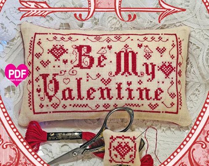 NeW!  BE MY VALENTiNE 2 PDF Instant Download CalicoConfectionery cross stitch pattern chart hearts Valentine's Day