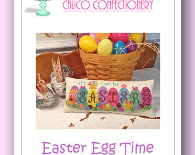 Easter Egg Time PAPER/MAILED cross stitch pattern Easter basket eggs
