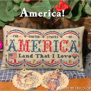 AMERICA! PDF Instant Download counted cross stitch pattern CalicoConfectionery 4th of July, Patriotic, Independence Day