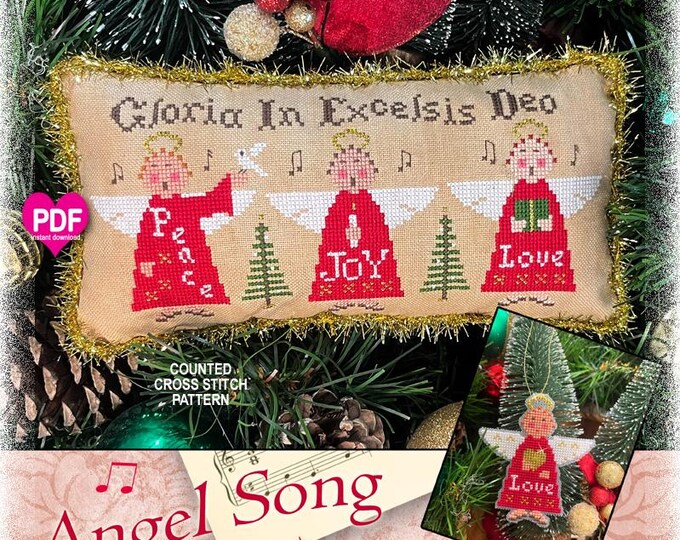 NeW!  ANGEL SONG PDF/Instant counted cross stitch pattern CalicoConfectionery Christmas Ornaments Choir