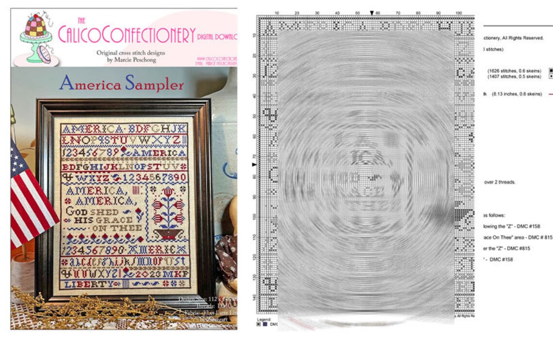 America SAMPLER Pdf/instant Download Counted Cross Stitch Pattern ...