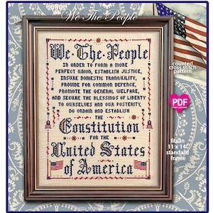 NEW!  We The PEOPLE PDF Instant Download CalicoConfectionery cross stitch pattern chart Patriotic Independence 4th July