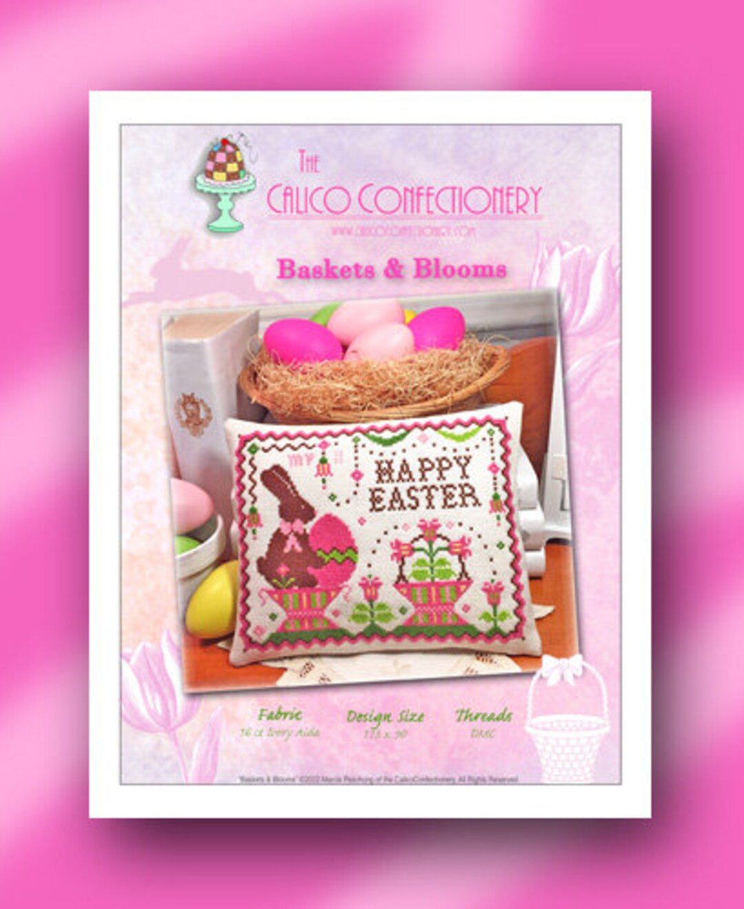 BASKETS & BLOOMS Paper/mailed Counted Cross Stitch Pattern