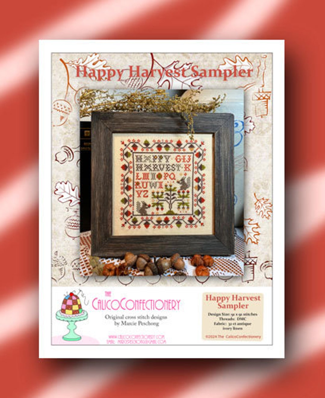 HAPPY HARVEST Sampler Paper/mailed Counted Cross Stitch Pattern ...